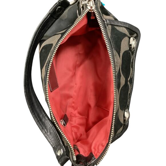 Coach Purse Women’s 1Size Small Canvas With C Logo Zipper 1 Handle Red Interior - Picture 7 of 10